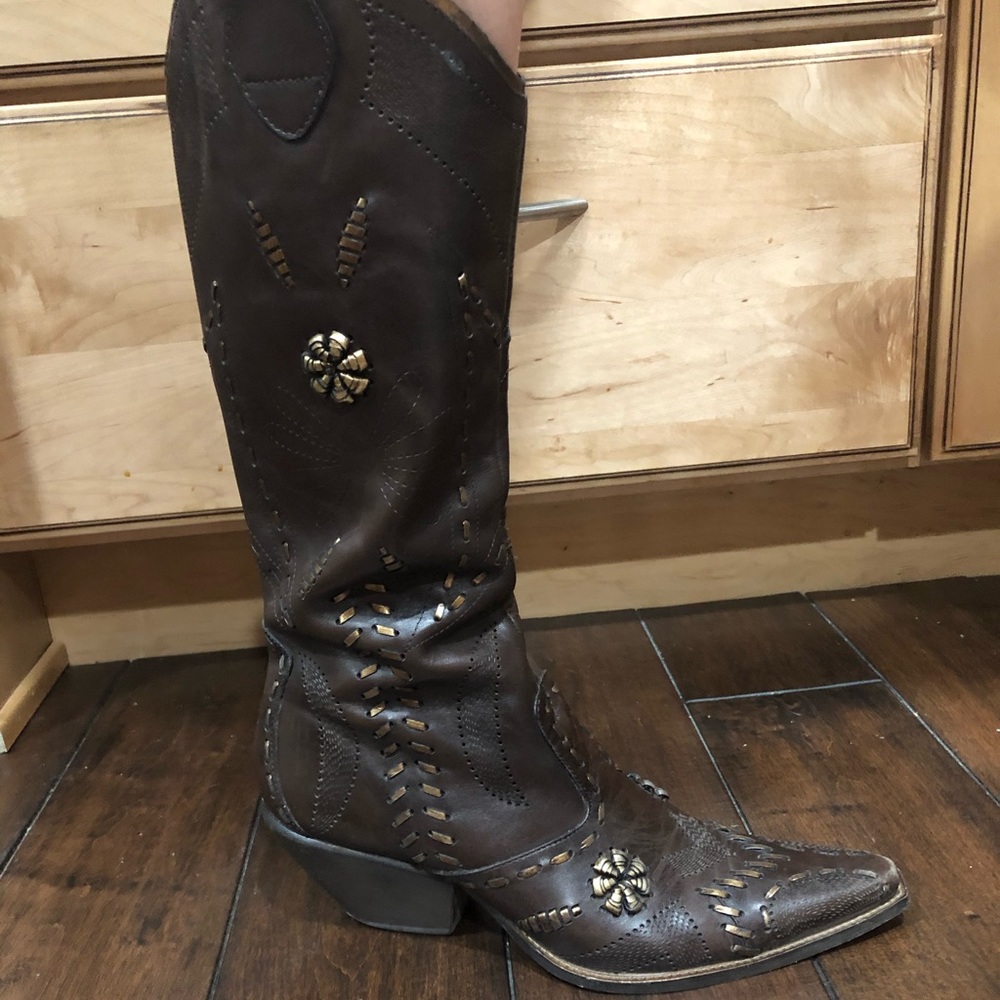BCBG 100% Leather Cowboy Boots - Picture 1 of 4